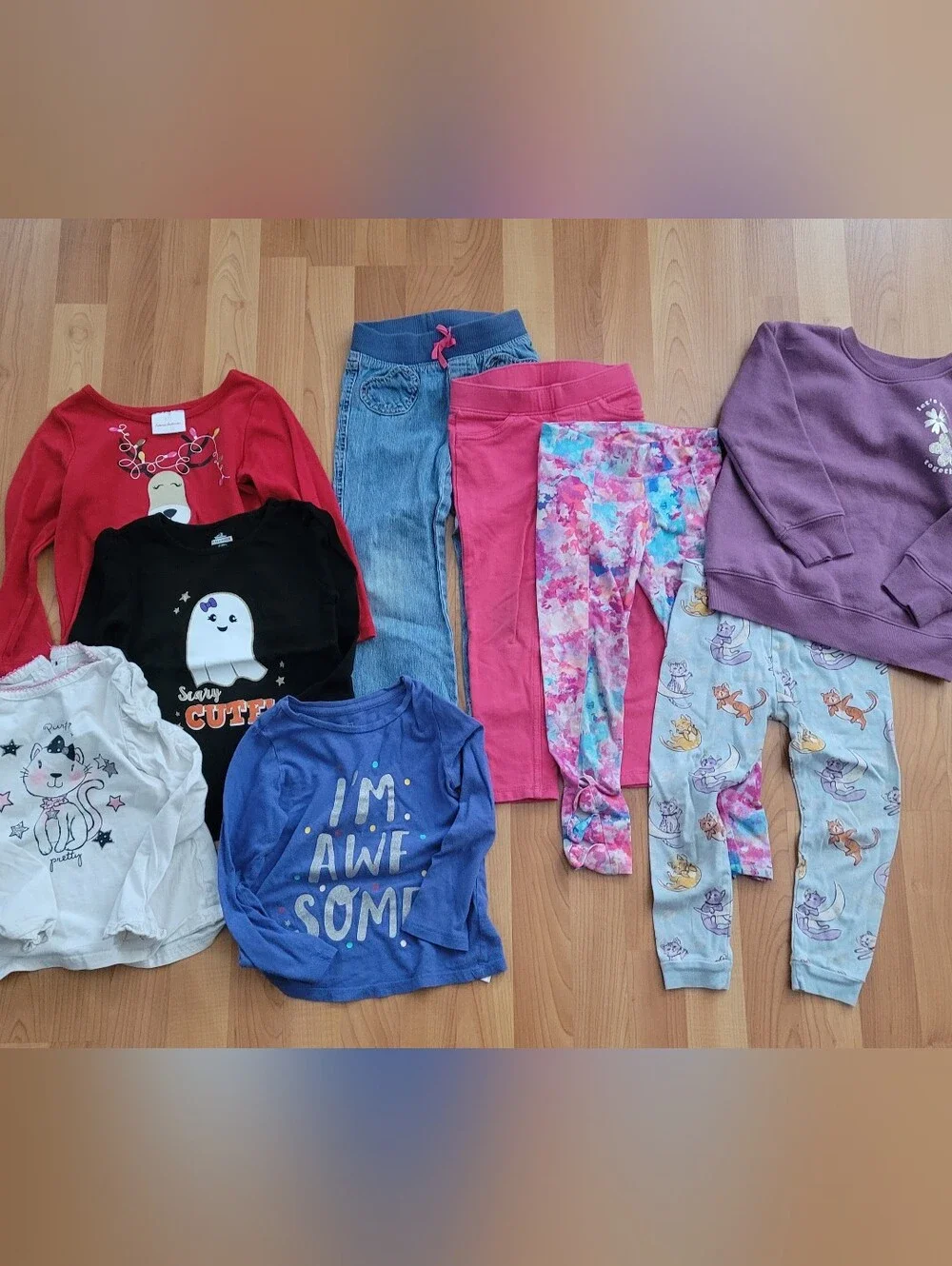Jumping Beans Girls 4T Clothes Sweater Assorted Pants & Longsleeve Tops Lot Of 9